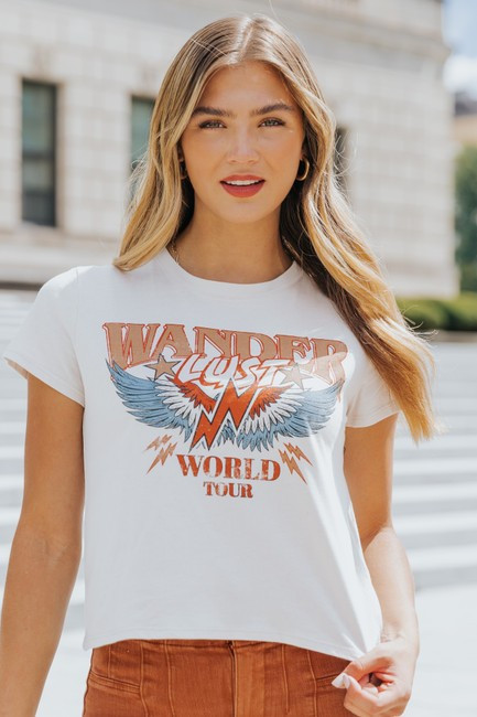 Wanderlust World Tour Graphic Crop Top | Magnolia Boutique