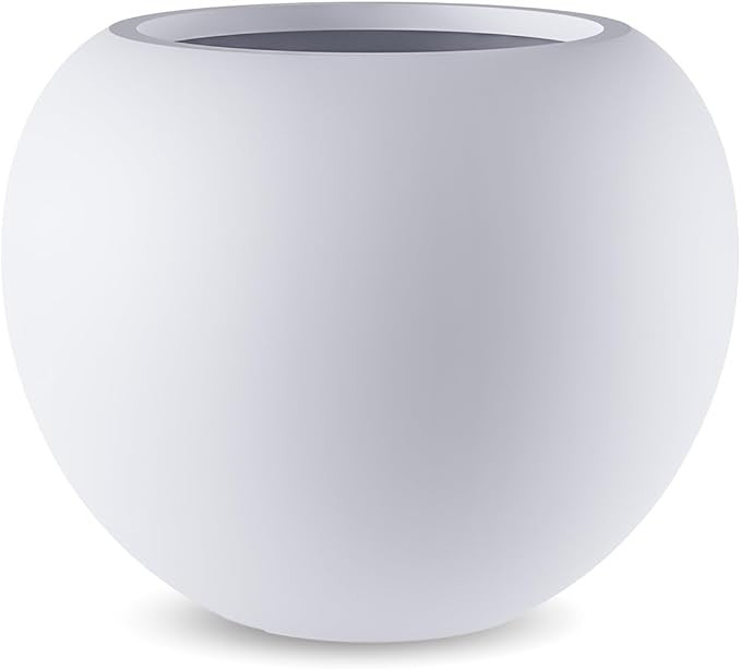 13.5 H x 17" Dia (12" Pot Opening) Round Fiberstone Planter with Drainage Hole, Durable Garden Fl... | Amazon (US)