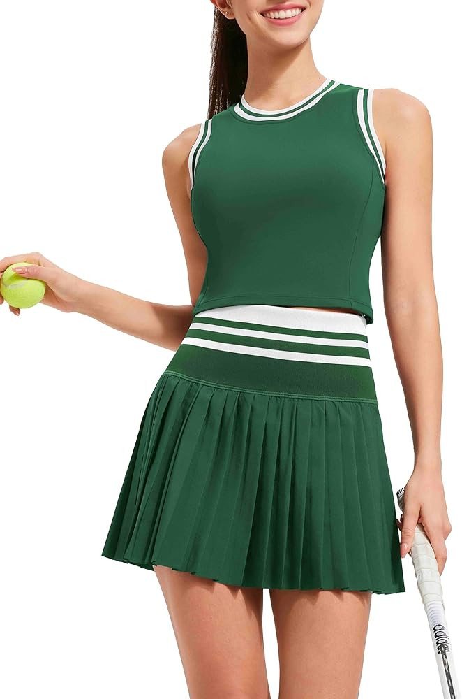 Two Piece Tennis Skirt Set for Women High Waisted Pleated Athletic Golf Skirt Sets Women 2 Piece ... | Amazon (US)