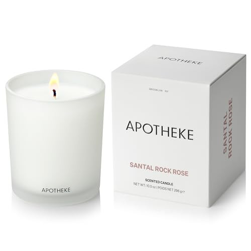 Apotheke Signature Scented Candles for Home, Santal Rock Rose - 10.5 oz - Soy Wax, Non Toxic, Large Jar White - Luxury Candle Gifts for Women & Men - Sandalwood, Rose, Musk, and Leather | Amazon (US)