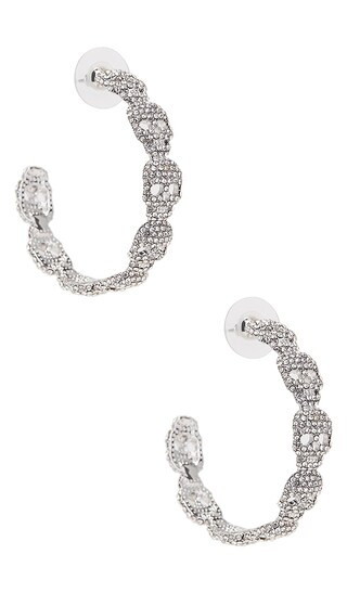 BaubleBar Pave Skeleton Hoop Earrings in Metallic Silver. | Revolve Clothing (Global)