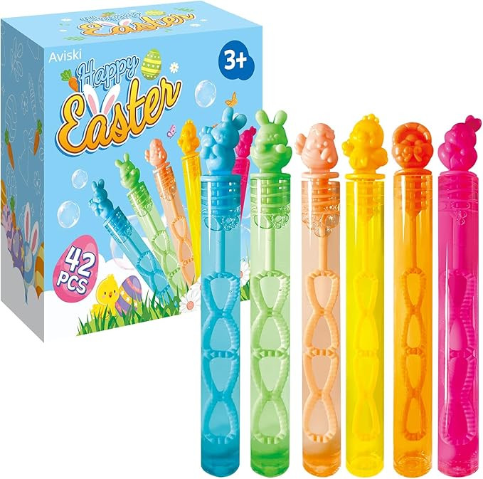 42Pcs Easter Day Bubble Wands, Mini Bubble Wands for Party Favors, Easter Colorful Gift Toys for ... | Amazon (US)