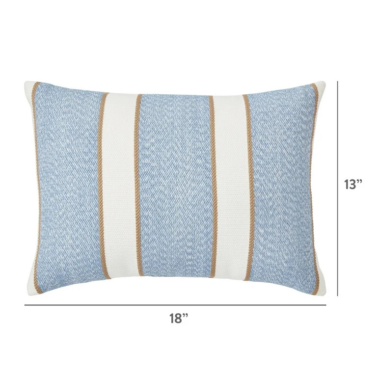 Better Homes & Gardens 18" x 13" Blue Texture Stripe Outdoor Pillow | Walmart (US)