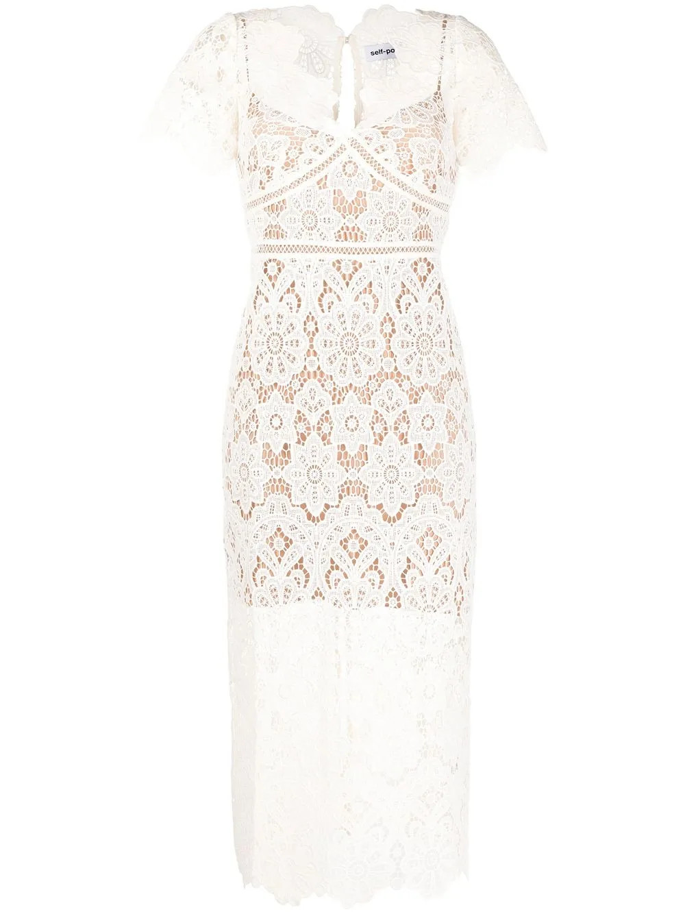 Self-Portrait Floral Guipure V-neck Midi Dress - Farfetch | Farfetch Global