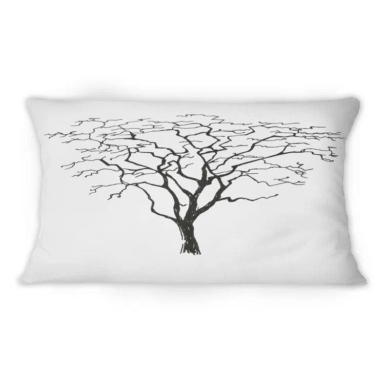 Black And White Graphics Trees -1 Traditional Printed Throw Pillow | Wayfair North America