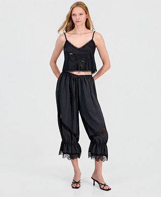 Women's Lace-Trim Balloon Pants | Macy's