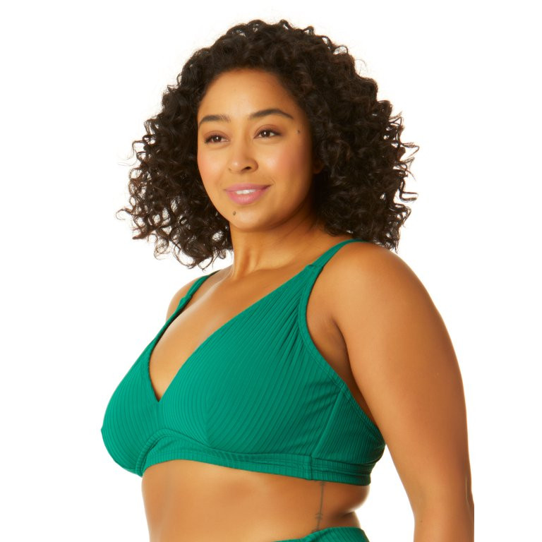 Time and Tru Women's Plus Size Ribbed Bikini Top | Walmart (US)