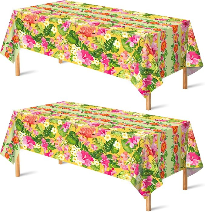 OHOME 2 Pack Luau Party Decorations - Plastic Tablecloth for Hawaiian Theme Party Decorations | T... | Amazon (US)