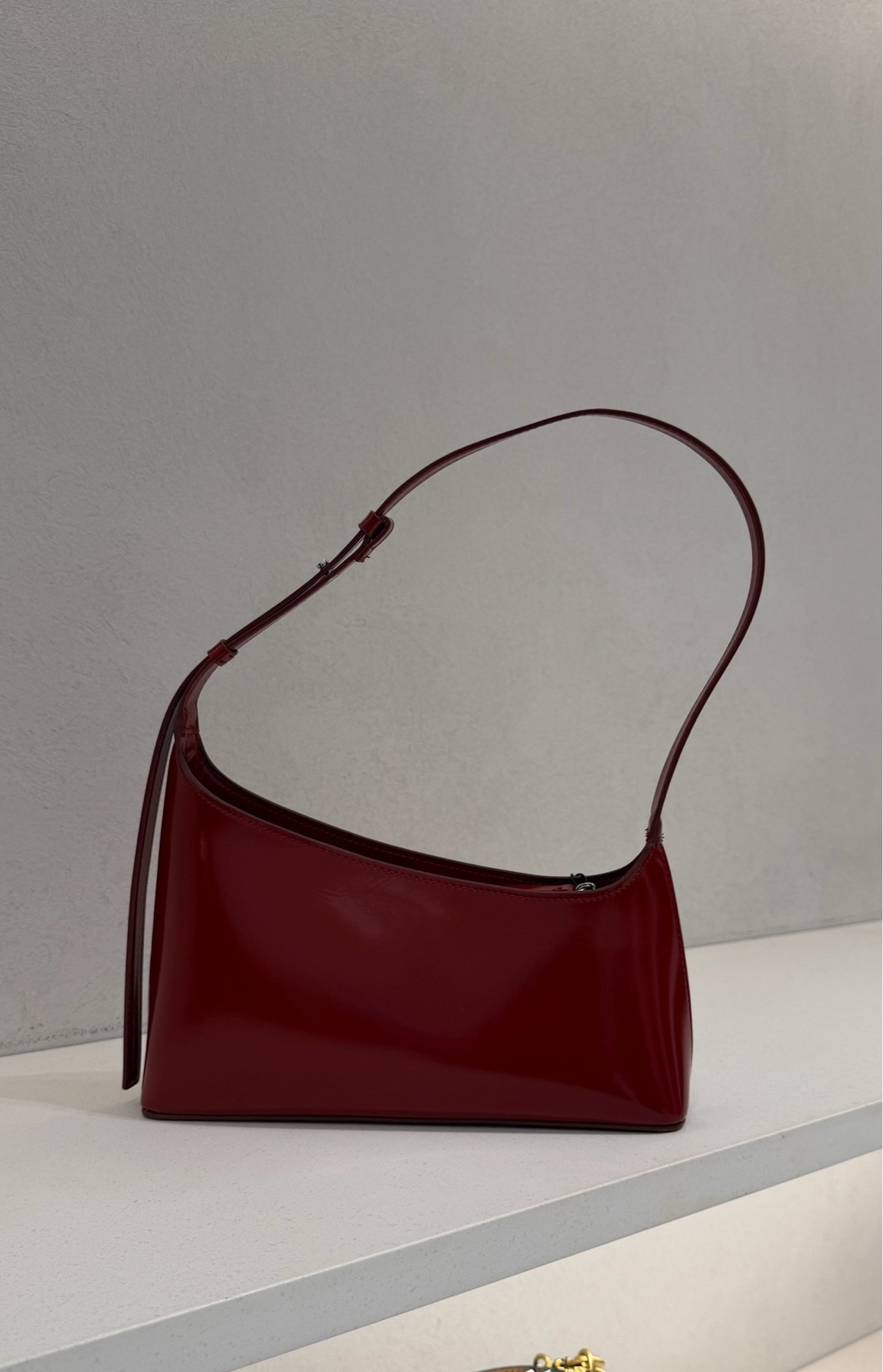 Asymmetric red purse find! Add dimension, detail and a pop of color to your fall looks!
