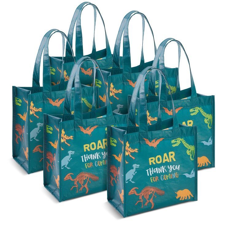 6 Pack Dinosaur Party Bags with Handles for Kids Birthday Favors, Gifts, Candy (Dark Green, 9 x 5... | Target