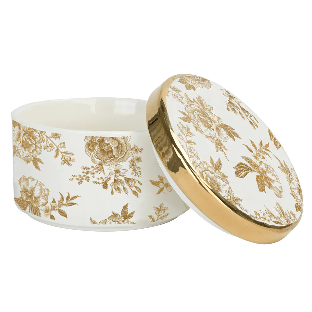 Gold Delft Trinket Dish | Vintage Trinket Boxes for Jewelry | Sweet Water Decor, LLC