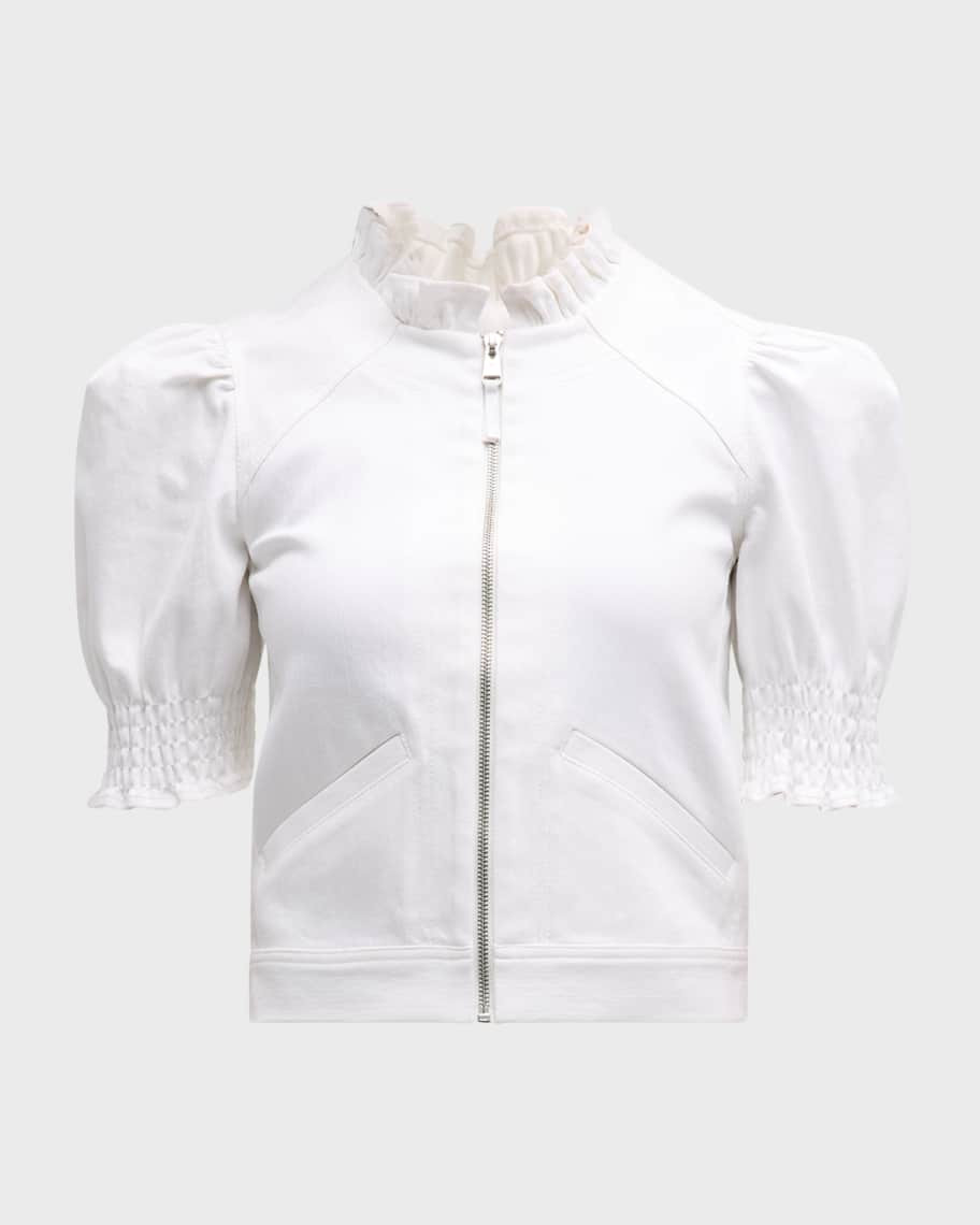 Cinq a Sept Anabella Short-Sleeve Zip-Front Jacket | Neiman Marcus
