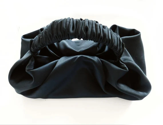 Dumpling Handbag/Black Satin Handbag/Ruched Handbag/Mini Handbag | Etsy (US)
