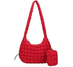 Quilted Puffer Crossbody Bag for Women - Large Capacity Lightweight Shoulder Bag with Zip Pockets... | Amazon (UK)