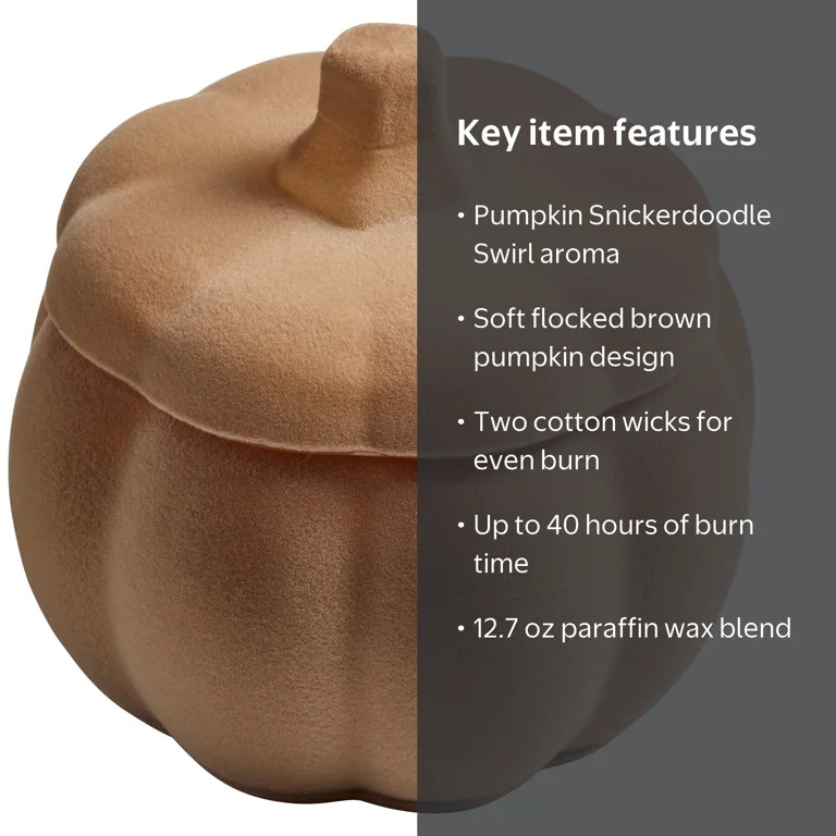 Better Homes & Gardens Flocked Pumpkin Jar Candle, Pumpkin Snickerdoodle Swirl, 2-Wick, 12.7 oz | Walmart (US)
