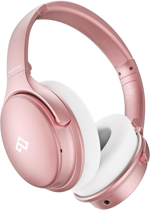 INFURTURE Upgrade Rose Gold Active Noise Cancelling Headphones with Microphone Wireless Over Ear ... | Amazon (US)