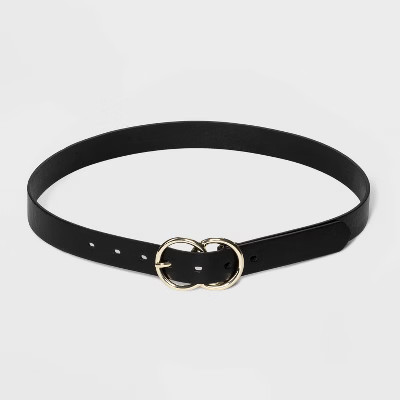 Women's Double Buckle Belt - A New Day™ Black XS | Target