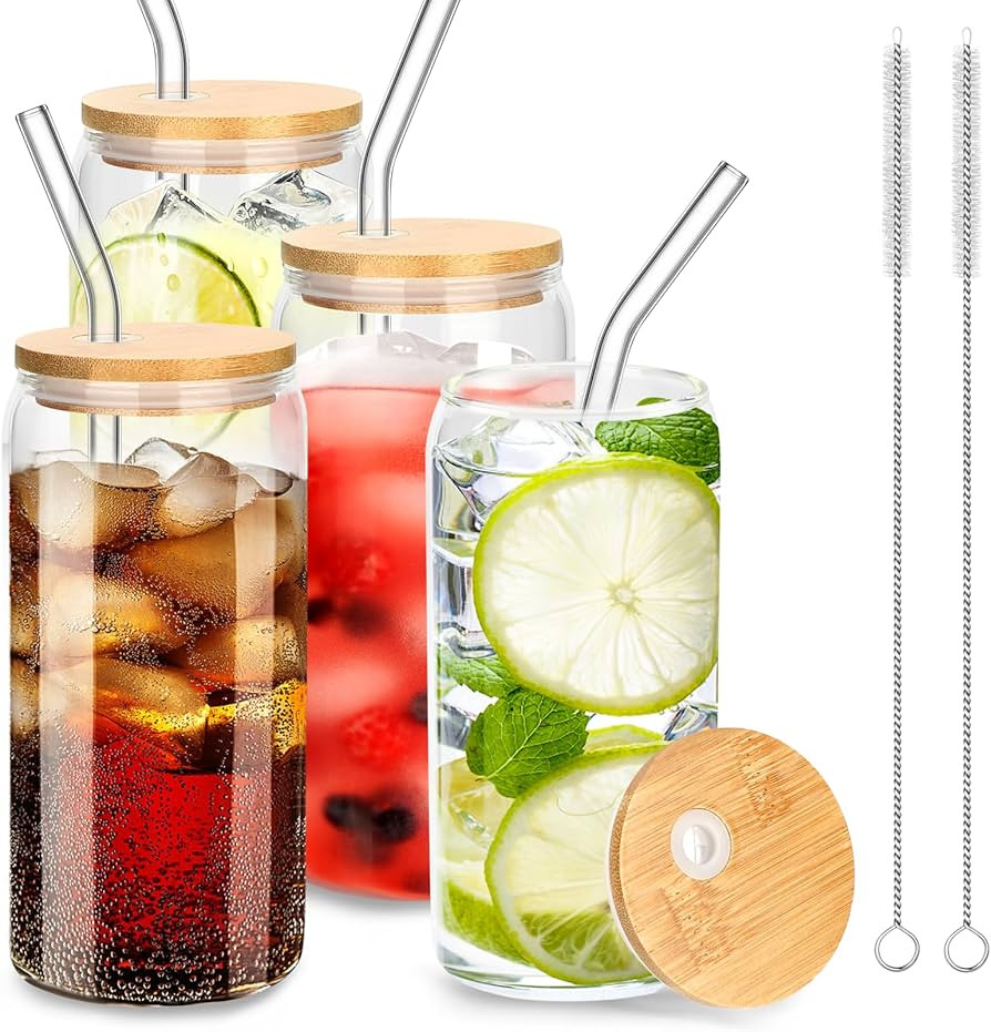 vvhippo Bicchiere da Birra con Coperchio e Cannuccia, 20oz (590ml) Tazze in Vetro da Caffè Ghiac... | Amazon (IT)