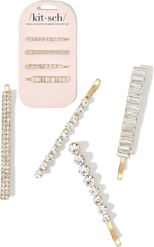 Kitsch Assorted Rhinestone Bobby Pins for Hair, 4 Pieces Hair Clips for Women, Decorative Hair Ac... | Amazon (US)