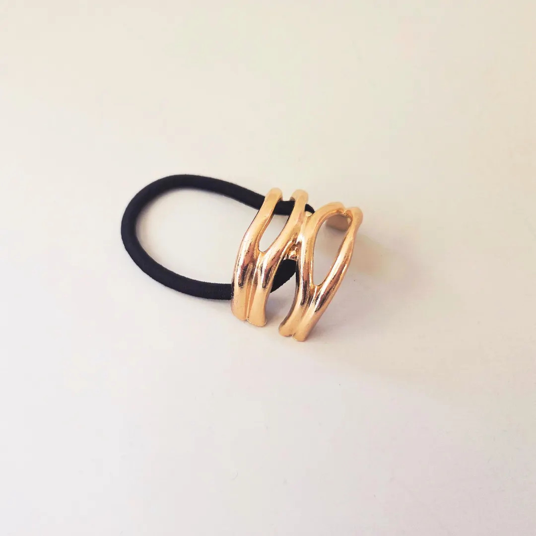 Wave Gold Metal Hair Ties, Metal Ponytail Holder, Stylish Elastic Hair Accessories, Modern Hair A... | Etsy (US)