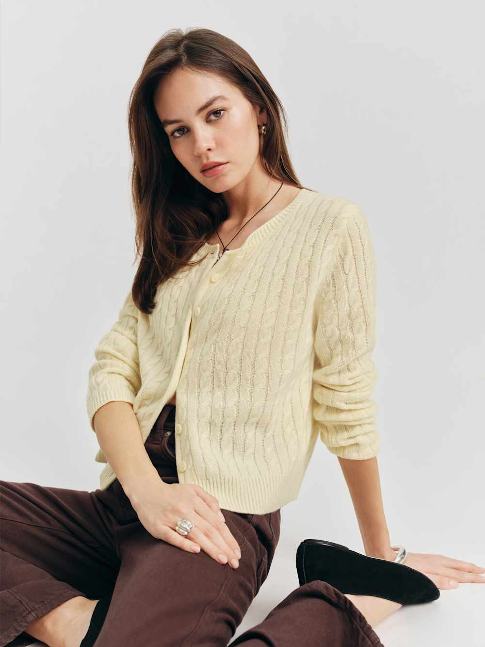 Clara Cashmere Crew Cardigan | Reformation (Global)