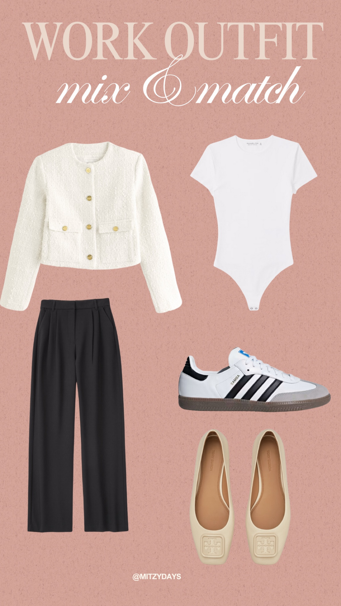 Looking for some great outfit ideas to rock at work? Well, look no further! Whether you're all about flats, heels or sneakers, we've got you covered. With endless mix and match possibilities, you'll be able to create countless stylish looks that are perfect for any work environment. So, go ahead and take your pick!

Spring outfit | work outfit | Flats | pants | jacket 

#LTKworkwear #LTKstyletip #LTKfindsunder100