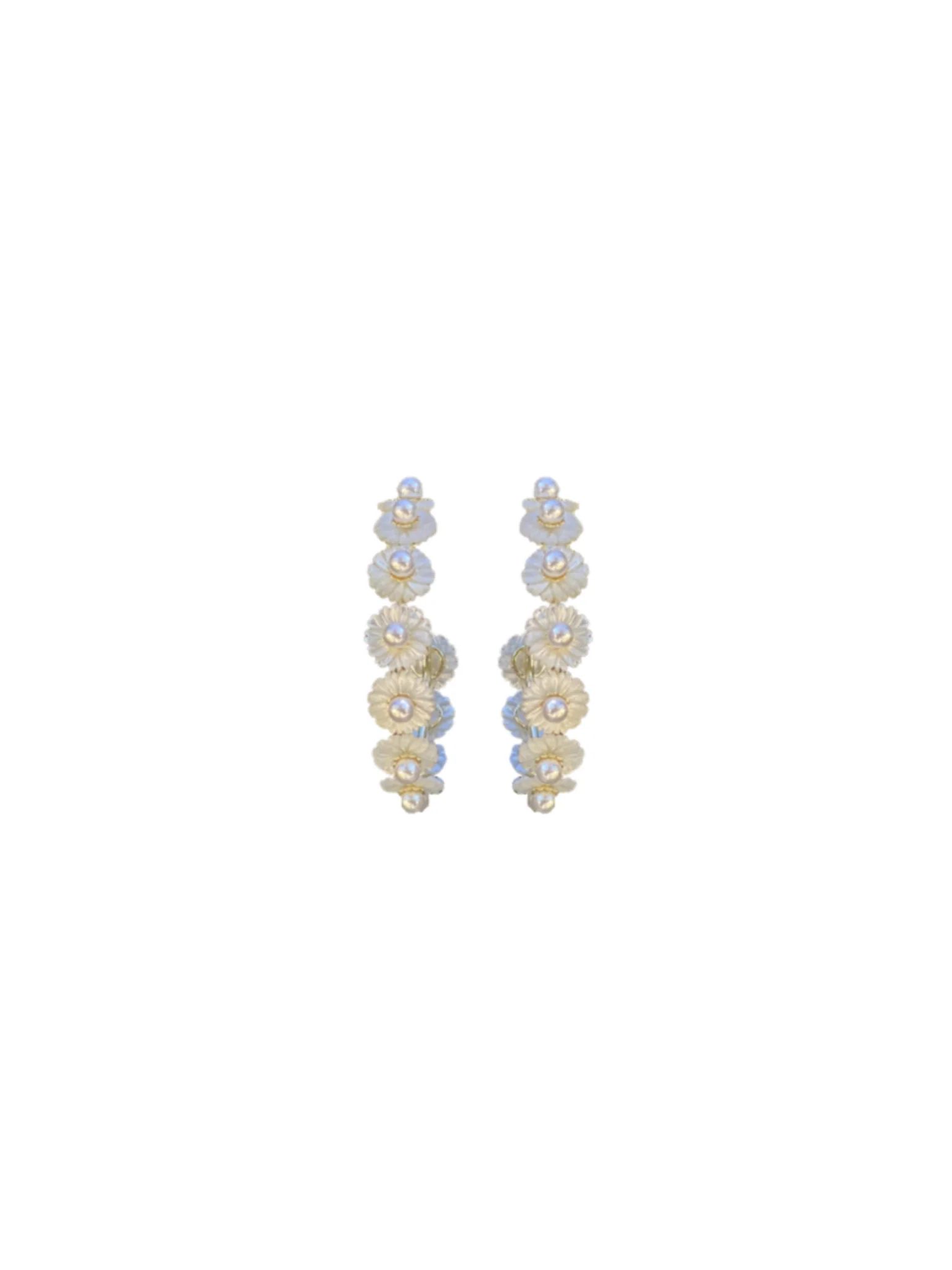 mother of pearl wildflower hoops | Nicola Bathie Jewelry