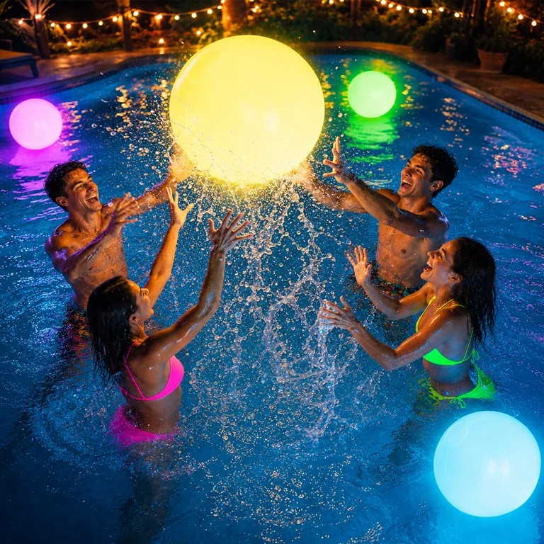Light Up Pool Toys, 4 Pack Glow Beach Ball, 8 Modes Pool Activities Decorations for Adult, Floati... | Walmart (US)