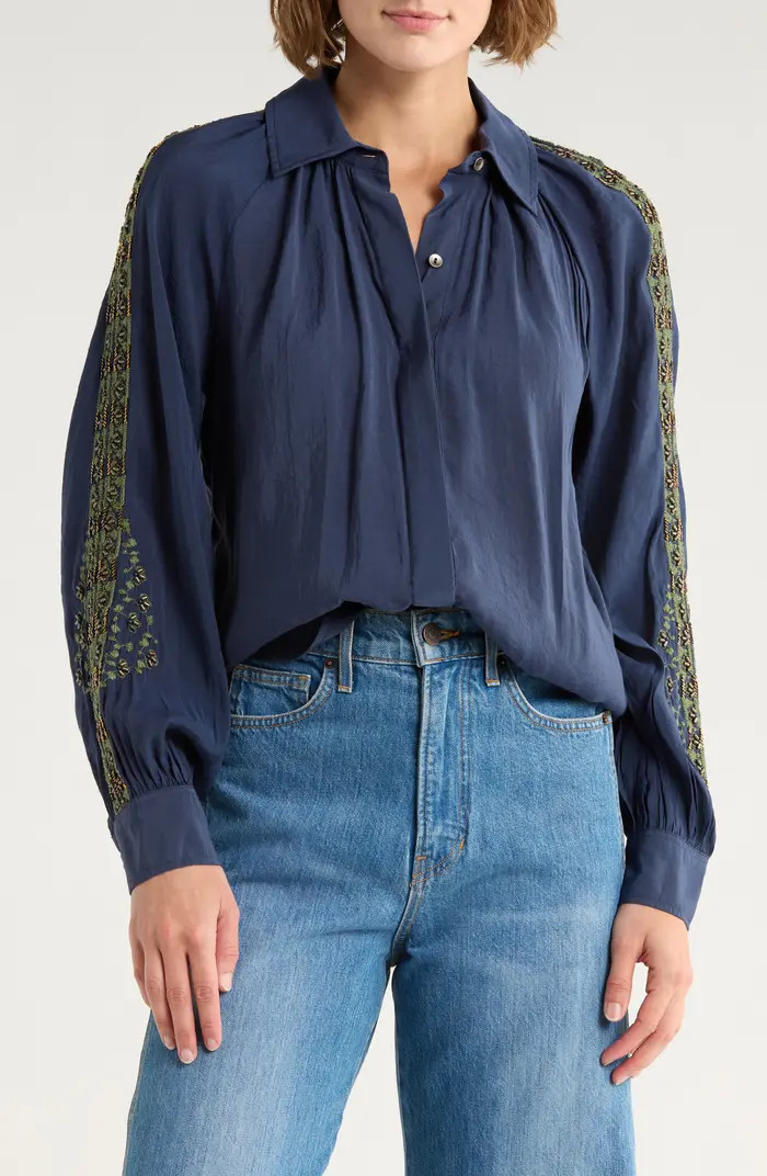 Ramy Brook Dorothy Beaded Embroidered Button-Up Shirt | Nordstromrack | Nordstrom Rack