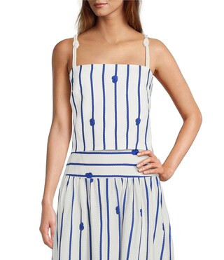 Lisa Rope Print Square Neck Sleeveless Coordinating Blouse | Dillard's