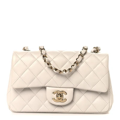 Lambskin Quilted Mini Rectangular Flap White | FASHIONPHILE (US)