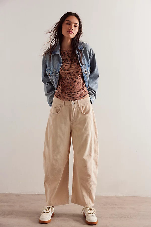 We The Free Good Luck Mid-Rise Cord Barrel Jeans | Free People (Global - UK&FR Excluded)