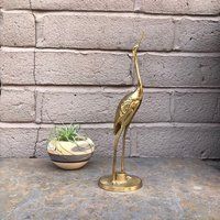 Mid Century Modern 12"" Brass Crane/Heron Egret Bird - Mcm Figurine Sculpture Hollywood Regency Boho Farm House Eclectic | Etsy (US)