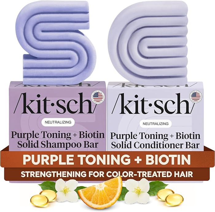 Kitsch Toning Purple Shampoo & Conditioner Bar Set For Blondes & Color Treated Hair - With Biotin... | Amazon (US)