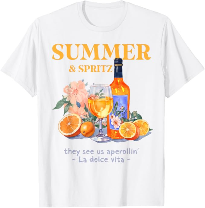 SUMMER & SPRITZ X they see us Aperollin' X La Dolce Vita Fun T-Shirt | Amazon (US)