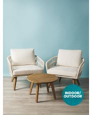 3pc Indoor Outdoor Acacia Wood Chair And Table Set | HomeGoods
