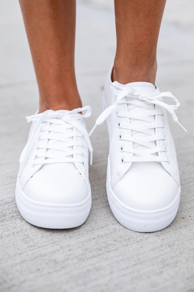 Saylor White Basic Sneaker | Pink Lily