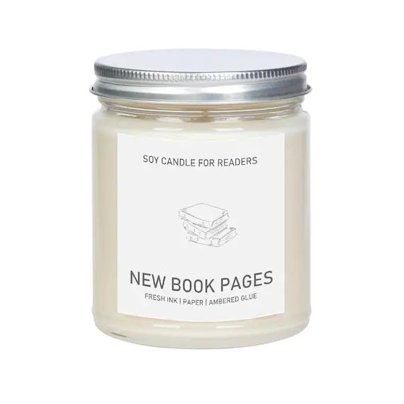 New Books - New Book Pages - 8 oz Glass Jar Literary Soy Candle - Book Candle - Book Lover Gift -... | Etsy (US)