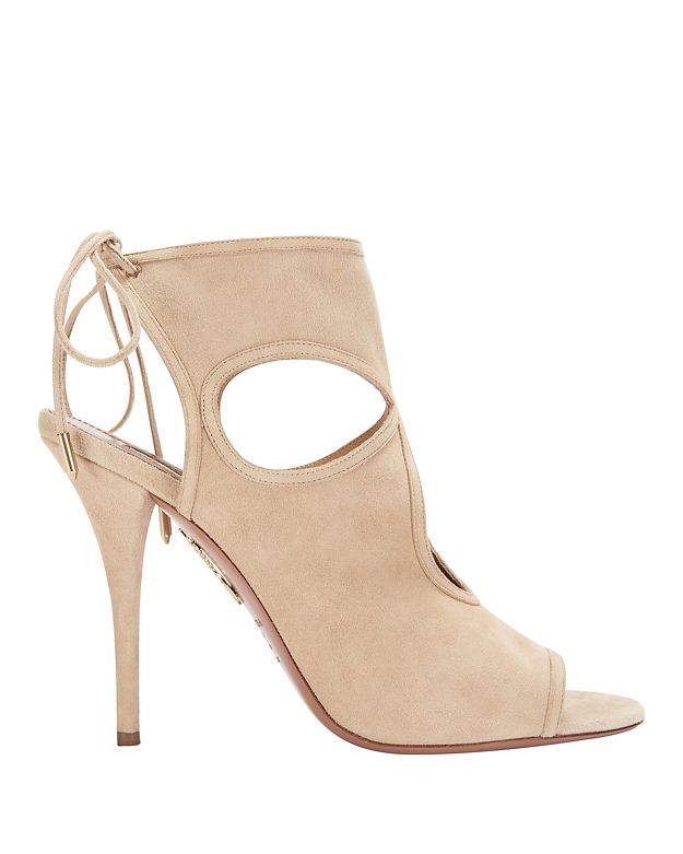 Aquazzura Sexy Thing Cut Out Suede Sandal: Nude | Intermix