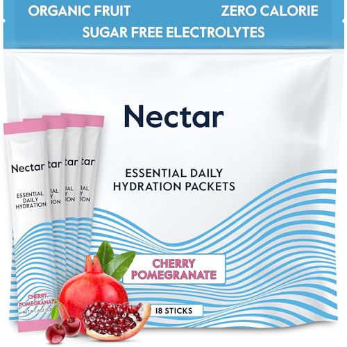 Nectar Hydration Packets - Electrolytes Powder Packets - No Sugar or Calories - Organic Fruit Liquid Daily IV Electrolytes Powder for Dehydration Relief and Rehydration (Cherry Pom 18 Pack) | Amazon (US)