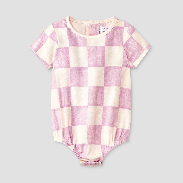Grayson Mini Baby Girls' Checkered Terry Bubble Romper - Purple | Target