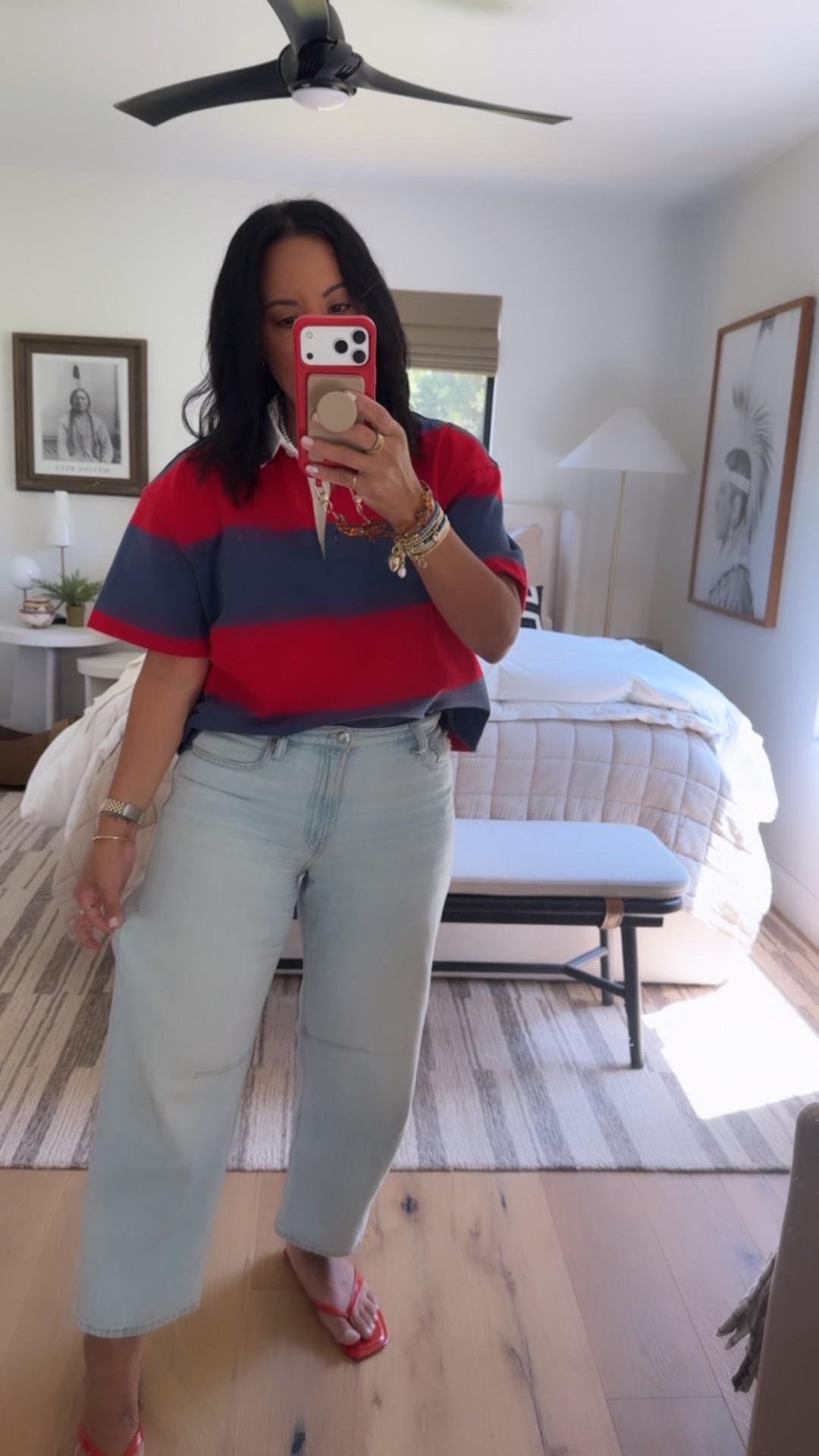 Top size medium, jeans size 29 (I’m a curvy size 8), sandals fit tts.

#LTKootd #LTKMidsize #LTKOver40
