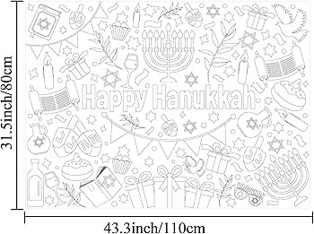 Hanukkah Coloring Books for Kids Giant Coloring Poster Chanukah Large Coloring Tablecloth Huge Ho... | Amazon (US)