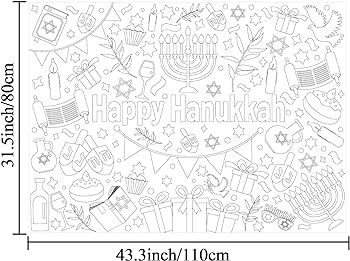 Hanukkah Coloring Books for Kids Giant Coloring Poster Chanukah Large Coloring Tablecloth Huge Ho... | Amazon (US)