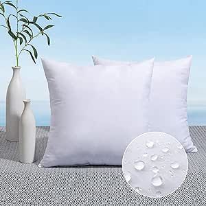 MIULEE Pack of 2 12x12 Outdoor Pillow Inserts, Outdoor Throw Pillows Water-Resistant Decorative P... | Amazon (US)