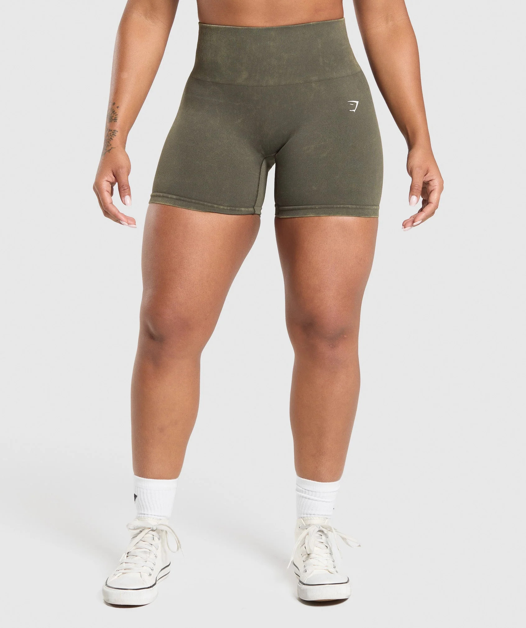Gymshark Gains Seamless Washed Shorts - Strength Green | Gymshark US