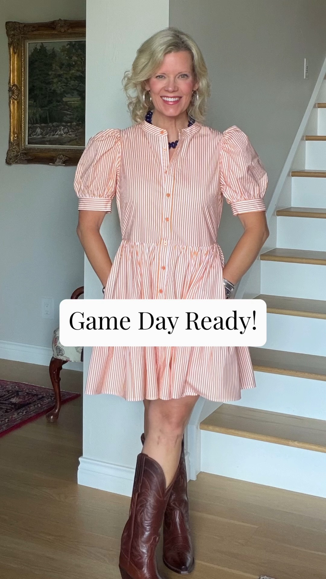 Where are all of my University of Tennessee, Auburn, Florida, Oklahoma State and Clemson fans!?  (What orange schools did I miss!? ;) This adorable dress from @Avara is so cute, comfortable and an amazing price. The perfect game day dress! I am wearing my regular size small. ￼