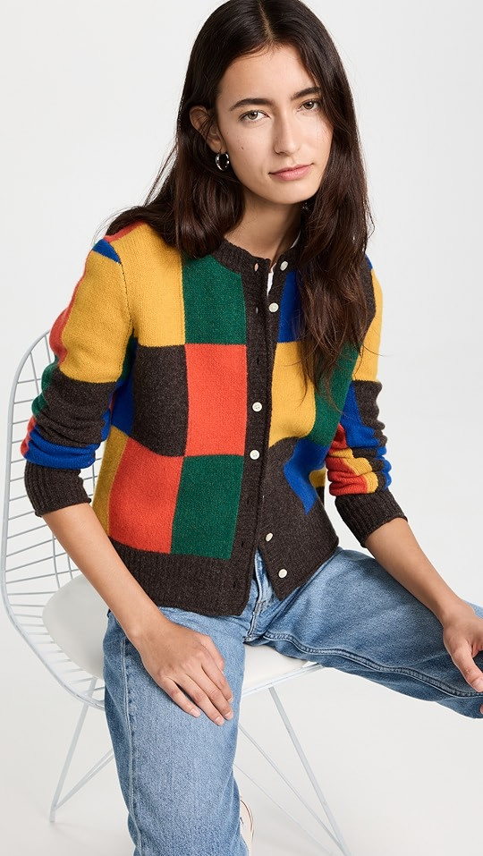 Evie Cardigan Colored Squares | Shopbop