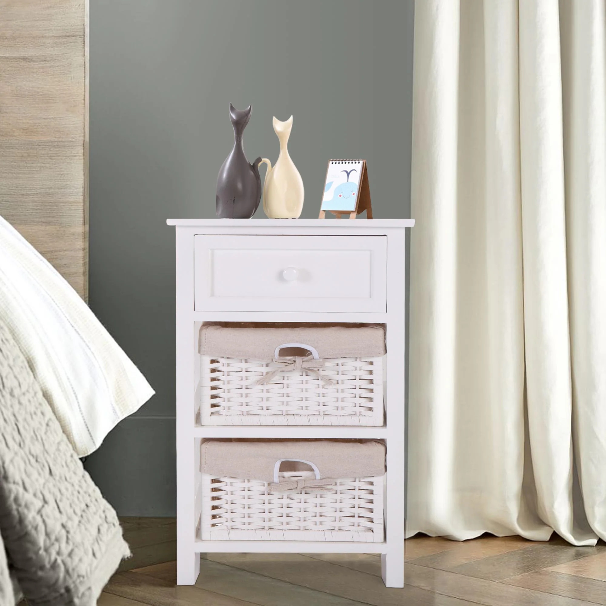 Morden Whtie MDF Nightstand Side Table | Bed Bath & Beyond