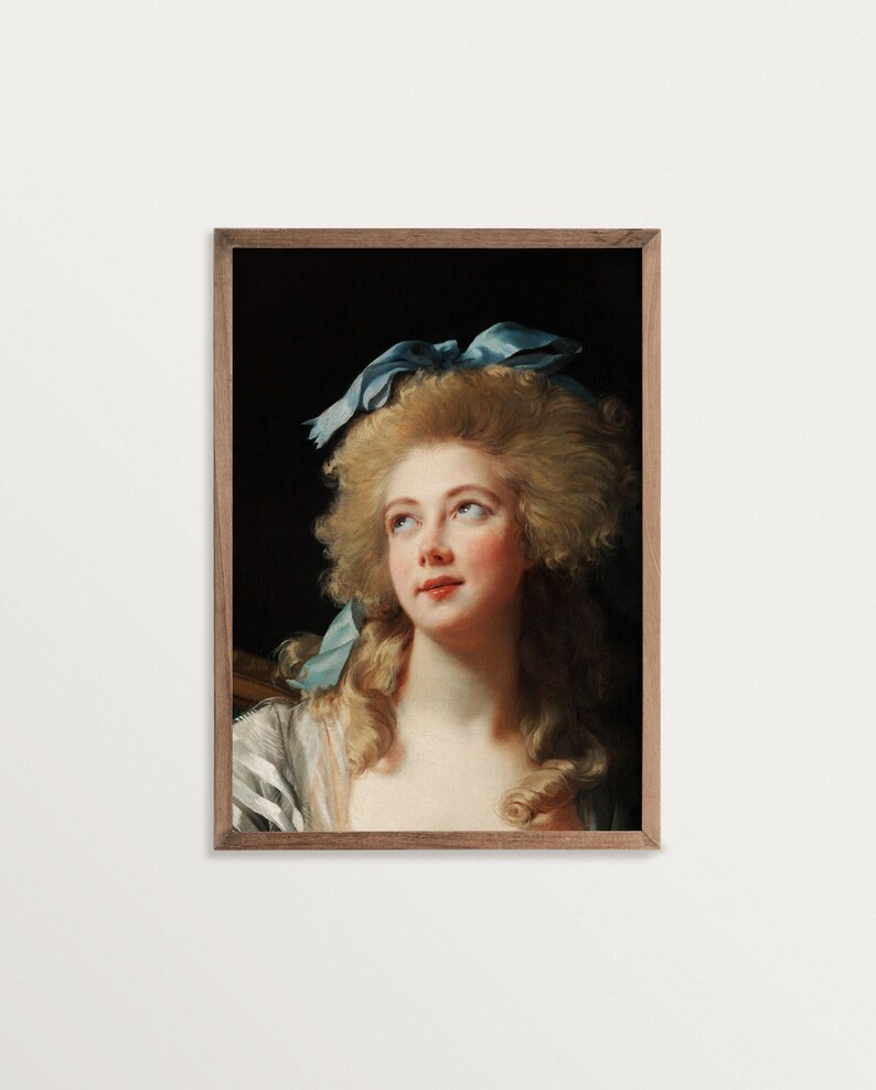 Altered Art Portrait – The Blue Bow | Rococo Painting Print | Maximalist Decor | Etsy (US)